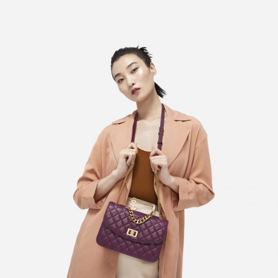 Charles Keith Chain Shoulder Bag Diamond Bag Purple